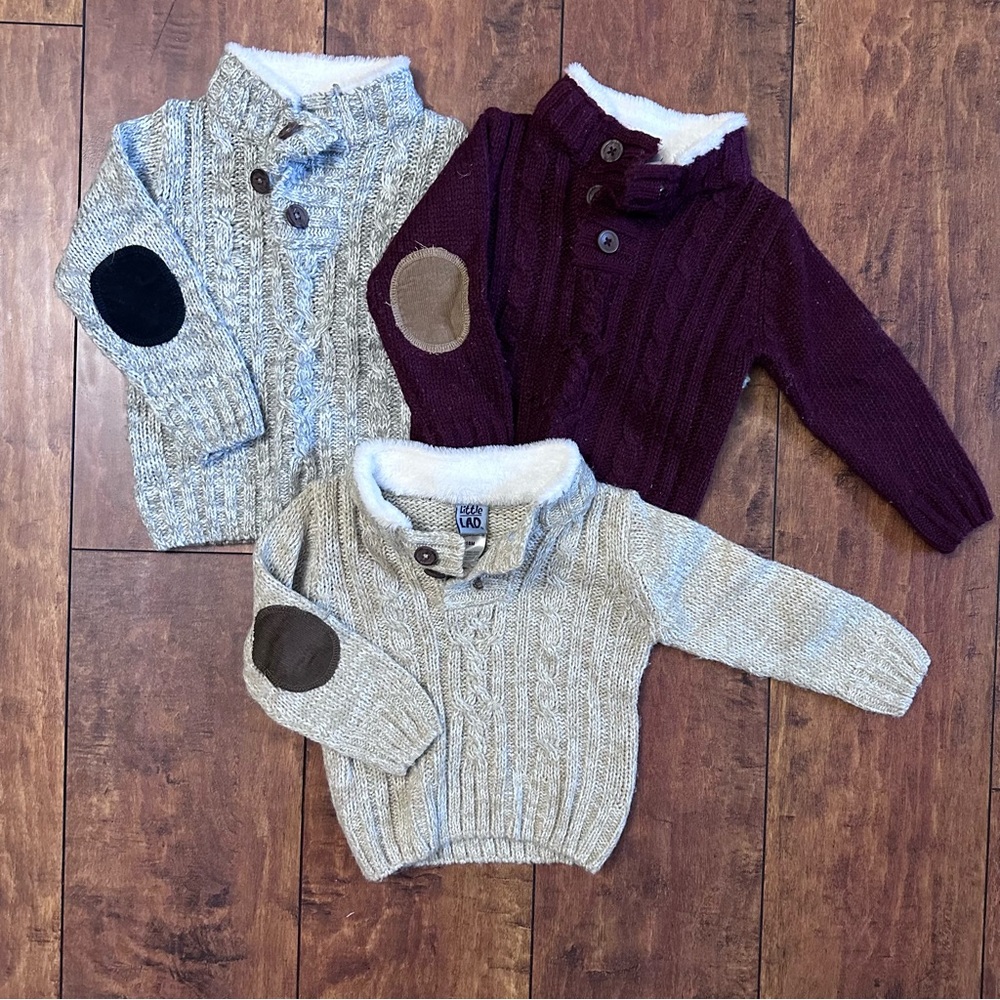 Little Lad 18 months toddler three button up pull over sweater bundle